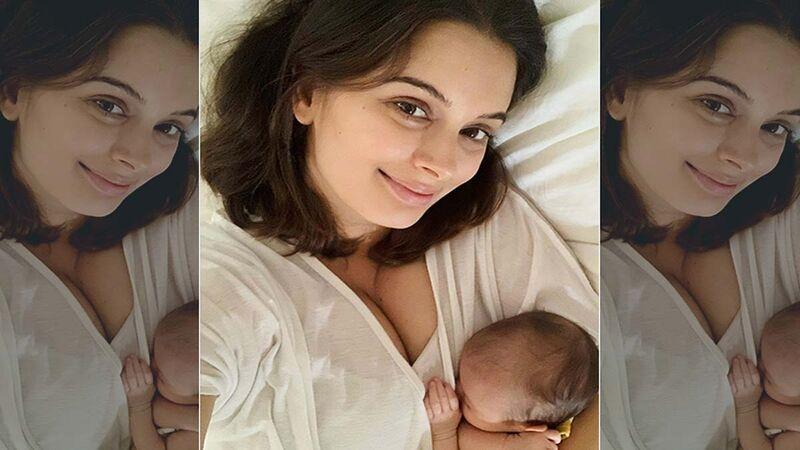 Evelyn Sharma shares a pic with her daughter Ava while breastfeeding.