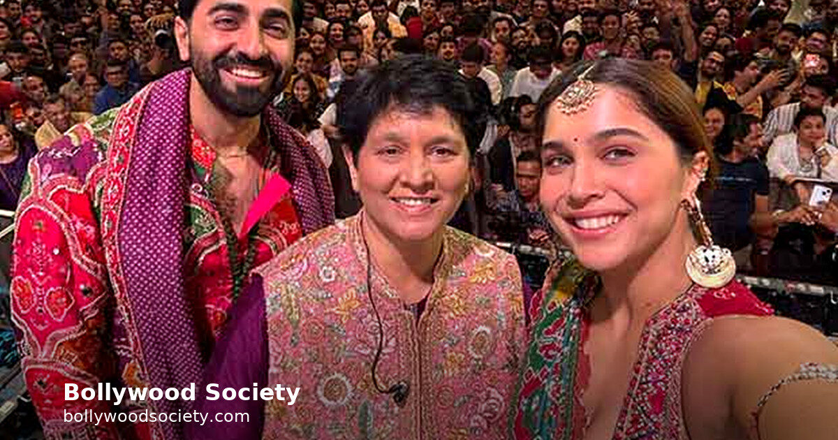Ayushmann and Sharvari bring Jai Ambe to Falguni Pathak's garba