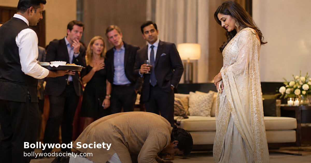 A catering worker touched an actress's feet and stunned US guests